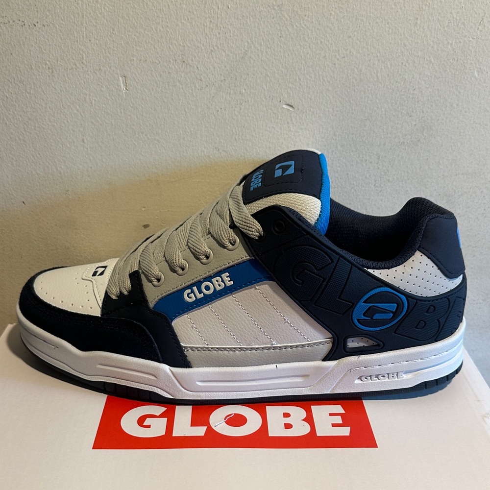 Globe Men's Tilt Black, White, and Blue Sneakers